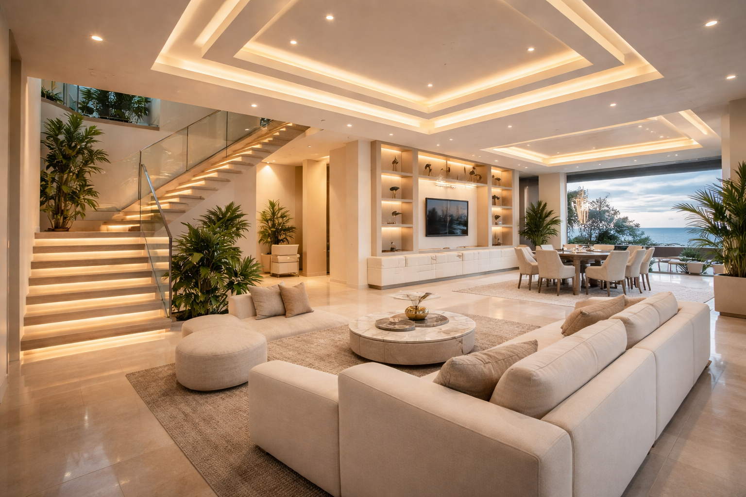 Iluminación arquitectónica en sala principal